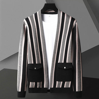 John Wellington Striped Cashmere Cardigan